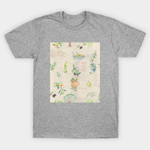 Provence style pattern about olive oil T-Shirt by sonaart